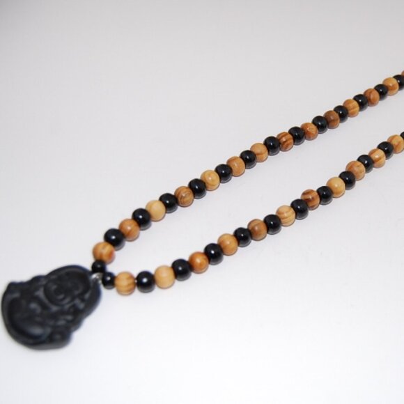 Buddha Necklace,Onyx Stone Buddha Necklace,Happy Buddha Necklace,Peace,Love - Picture 2 of 3